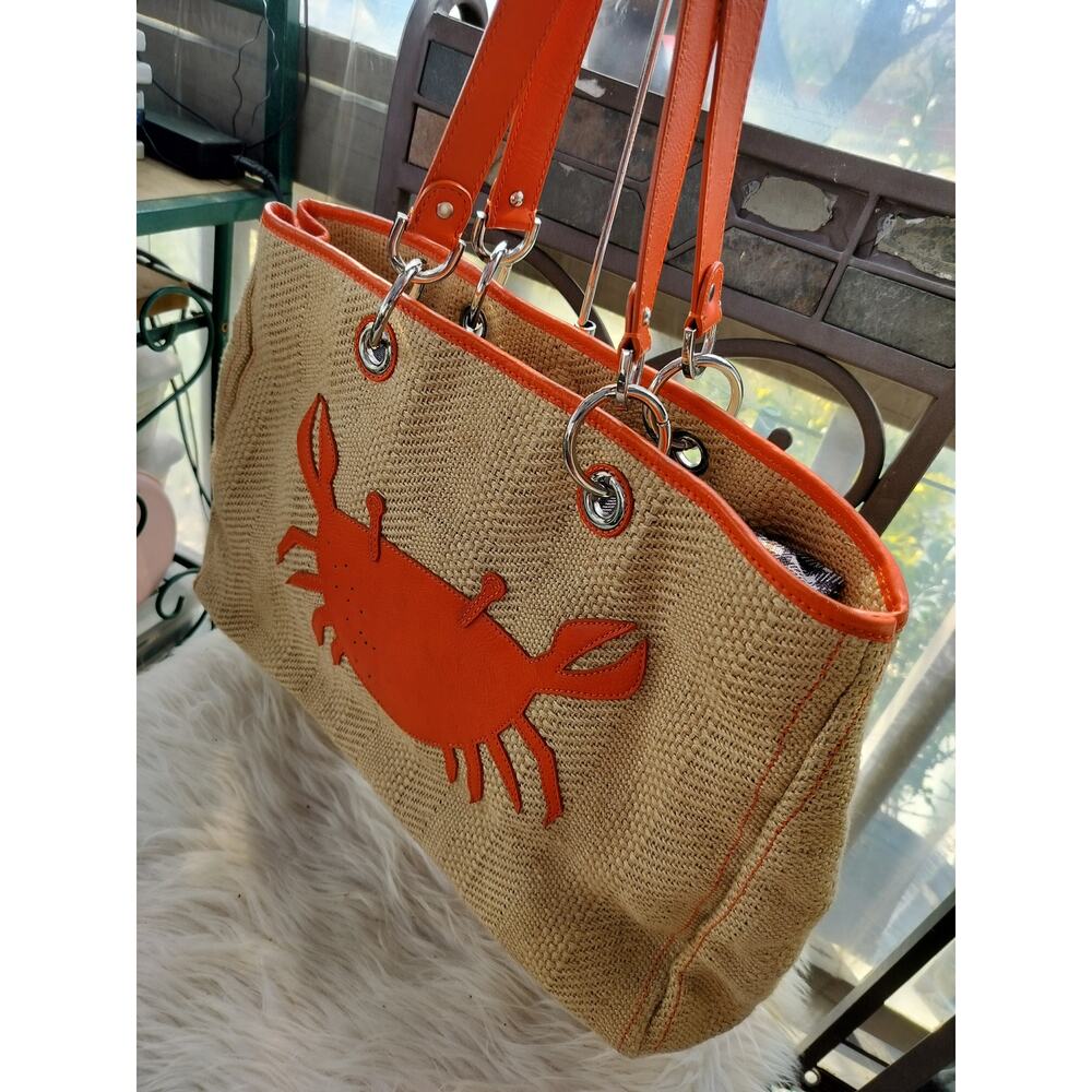 5223) Kate Landry Woven Crab Beach Summer Shoulder Bags Totes - Picture 1 of 7